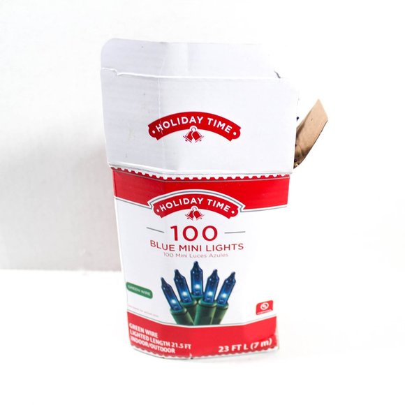 Blue Indoor Outdoor Christmas String Lights 1 Box 100 CT - Picture 1 of 8